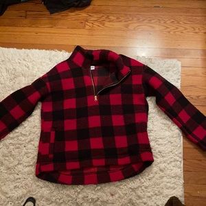 Black and red Sherpa vest from old navy.